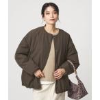 ブルゾン アウター 「size SHORTあり」パフィー ノーカラー ブルゾン 2 撥水 ウォッシャブル レディース