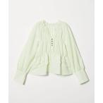 ブラウス シャツ 「EMMEL REFINES」EM フリルギャザー キーネック ブラウス レディース