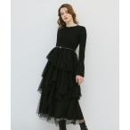 ワンピース チュールドッキングニットワンピース