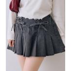 デニムスカート 「SETUP」レースUPミニプリーツスカート