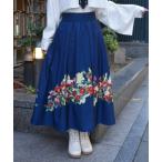 スカート 椿柄スカート