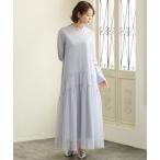 ショッピングラメ ドレス ラメチュール×無地チュールプチハイネックスリーブパーティードレス　結婚式　お呼ばれ　ドレス　20代 30代 40代