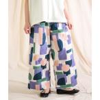 ショッピングprit パンツ 「prit」 ブロードコラージュプリント ワイドパンツ レディース