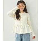 カーディガン ペプラムデザイン ポロ衿ニットカーディガン「586138」 レディース