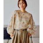 ショッピングラメ ブラウス シャツ フローラルラメ刺繍ブラウス　638990 レディース