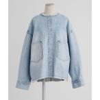 デニムジャケット gジャン セルビッチデニムノーカラージャケット レディース