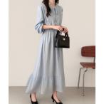 ワンピース フリルドッキングロングワンピース