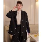 ジャケット テーラードジャケット 「BONLECILL noir」「セットアップ対応」小花柄刺繍テーラードジャケット レディース