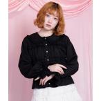 ブラウス シャツ シャーリングフリル丸襟ブラウス レディース