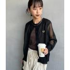 ショッピングフレッドペリー カーディガン 「WEB先行予約」「FRED PERRY/フレッドペリー」 ワンポイントロゴ刺繍 シアークルーネックカーディガン レディース