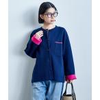 カーディガン 「マシーンウォッシャブル」スウェットライク 配色 カーディガン レディース