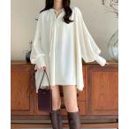 [callautia] длинный рукав туника SMALL крем женский 