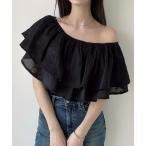 「Meiru」 半袖ブラウス SMALL ブラック レディース