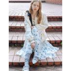 ショッピングファーファ ワンピース ぼかしフラワープリントワンピース