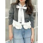 ショッピングway ジャケット ノーカラージャケット 3wayバブルヘムボウタイジャケット レディース