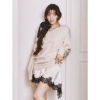 ショッピングサテン ワンピース カシミヤブレンドニットセットサテンミニワンピース