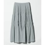 スカート レーヨンブレンド シャーリング ロングスカート