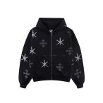  Parker Zip f-tilDagger Cross Rhinestone Zip HoodielUnknown London мужской женский 