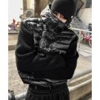 ダウンジャケット ダウン ディープブラック軽量ダウン＋ニットコンビジャケット メンズ レディース