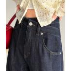  джинсы Denim Denim брюки [mily bilet]... широкий, победа Silhouette. талия asime дизайн переключатель линия Denim брюки женский 