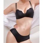 ブラジャー ショーツセット 「2点セット」ソリッドカラー ソフト ノンワイヤー ブラ＆ショーツ