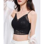 ナイトブラ 配色 リボン スカラップ レース ノンワイヤー ブラジャー