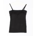 タンクトップ ノースリーブ ソリッドカラー チューブトップ風 カップ付き フラット キャミソール レディース