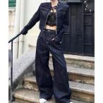 セットアップ 「LAMPOON」デニムライダースジャケットセットアップ レディース