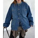 デニムジャケット gジャン ノーカラーフリンジカバーオール レディース