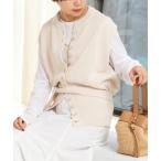 ショッピングジレ ベスト ジレ 「手洗い可能」ペーパーヤーン天竺ベスト レディース