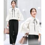 セットアップ ストレッチ ｜ ノーカラー ショート フレア ジャケット ワイドパンツ スーツ ｜ セットアップ・オフィスカジュアル・セレモニースーツ・