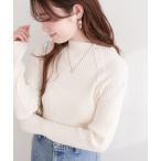 ニット セーター 斜めボタンプチハイリブニット レディース