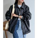 ショッピング韓国 ブルゾン アウター バルーンレザーブルゾン レディース