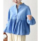 ショッピングフラワー ブラウス シャツ 「WEB限定」SHIPS any:「洗濯機可能」フラワー モチーフ ペプラム ギャザー シャツ ブラウス レディース