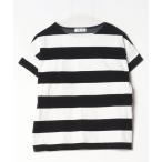 「SALON adam et rope'」 ボーダー柄半袖Tシャツ FREE ブラック レディース