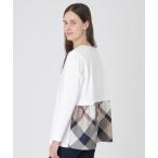 tシャツ シルケットスムースバックチェックロングスリーブTシャツ レディース