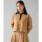 ニット セーター バイカラーポロニットカーディガン レディース