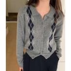 カーディガン アーガイル柄カーディガン レディース