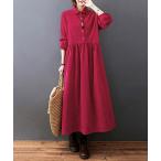 シャツワンピース ギャザーウエストシャツワンピース