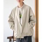 ブルゾン アウター ミドル丈リブブルゾン レディース