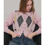 ショッピングショート カーディガン アーガイルショートカーディガン レディース