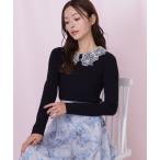 ニット セーター レース襟コンパクトリブニット レディース