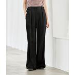 ショッピングサテン スラックス パンツ 「新色」ルナサテンナローフレアタックパンツ レディース