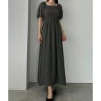 「Louere」 半袖ワンピース MEDIUM ダークグレー レディース