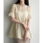「Meiru」 半袖ブラウス LARGE アイボリー レディース