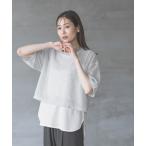 「GLOBAL WORK」 半袖カットソー MEDIUM ホワイト×ブラック レディース
