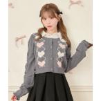 カーディガン 「襟取り外し可能」ハートアーガイルニット レディース