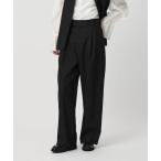 スラックス パンツ ツイードライク タックワイドパンツ レディース