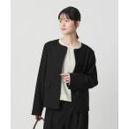 ショッピング生地 ジャケット ノーカラージャケット ツイードライク ノーカラージャケット レディース