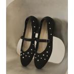 パンプス ラウンドメッシュスタッズパンプス